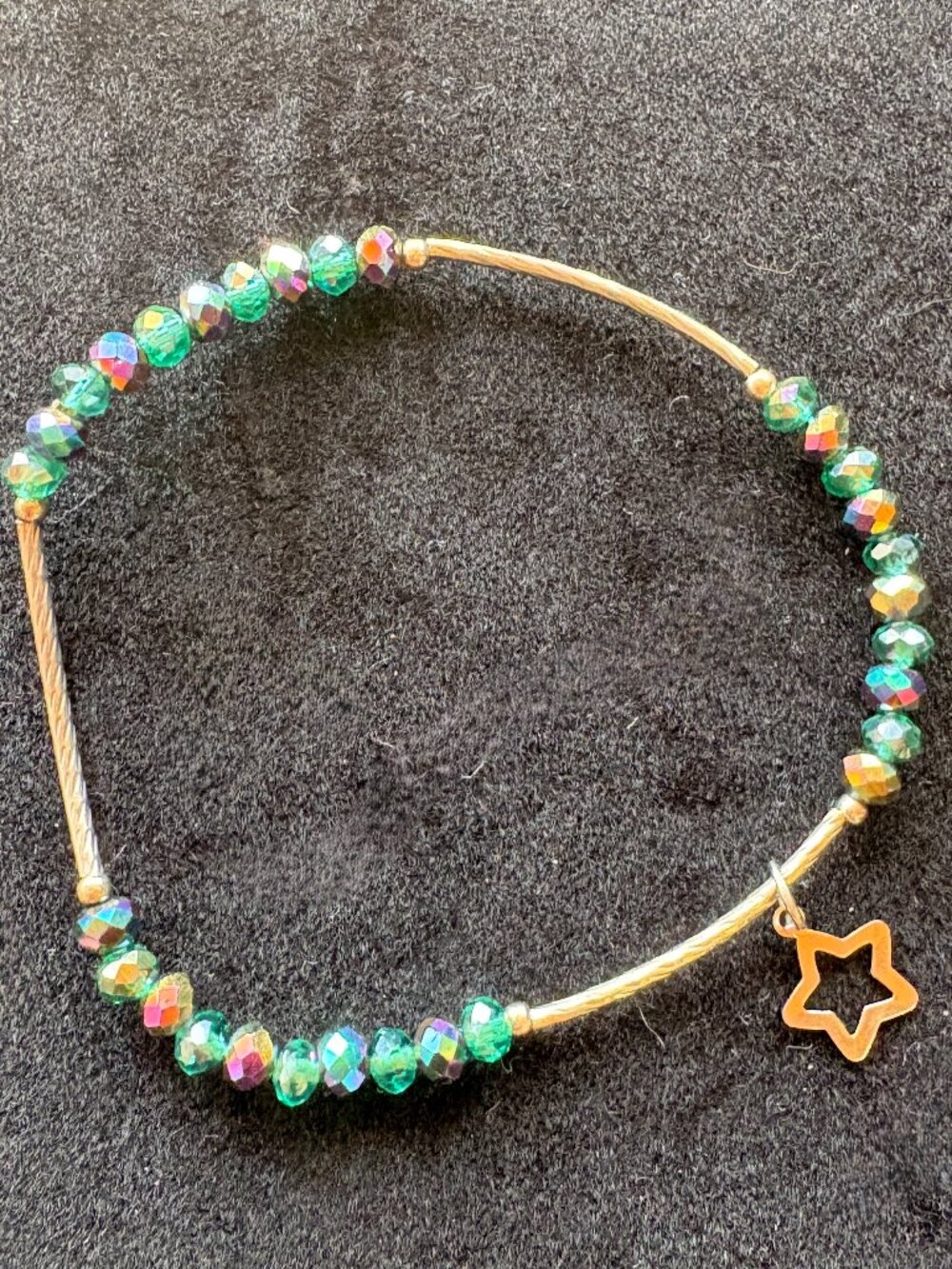 Colorful Glass Stone Bracelet with Charm